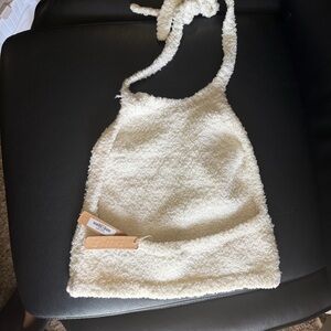 SKIMS Cream Fuzzy Halter Top NWT